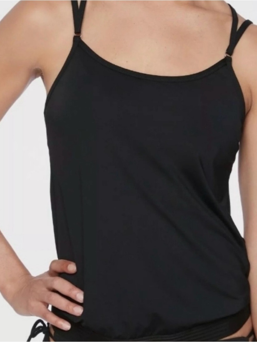 Athleta Black Strappy Tankini Swim Top - Picture 2 of 8